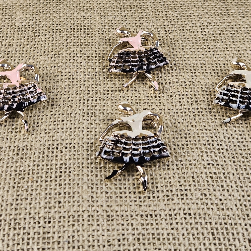 Four Gold And Black Ballerina Brooches